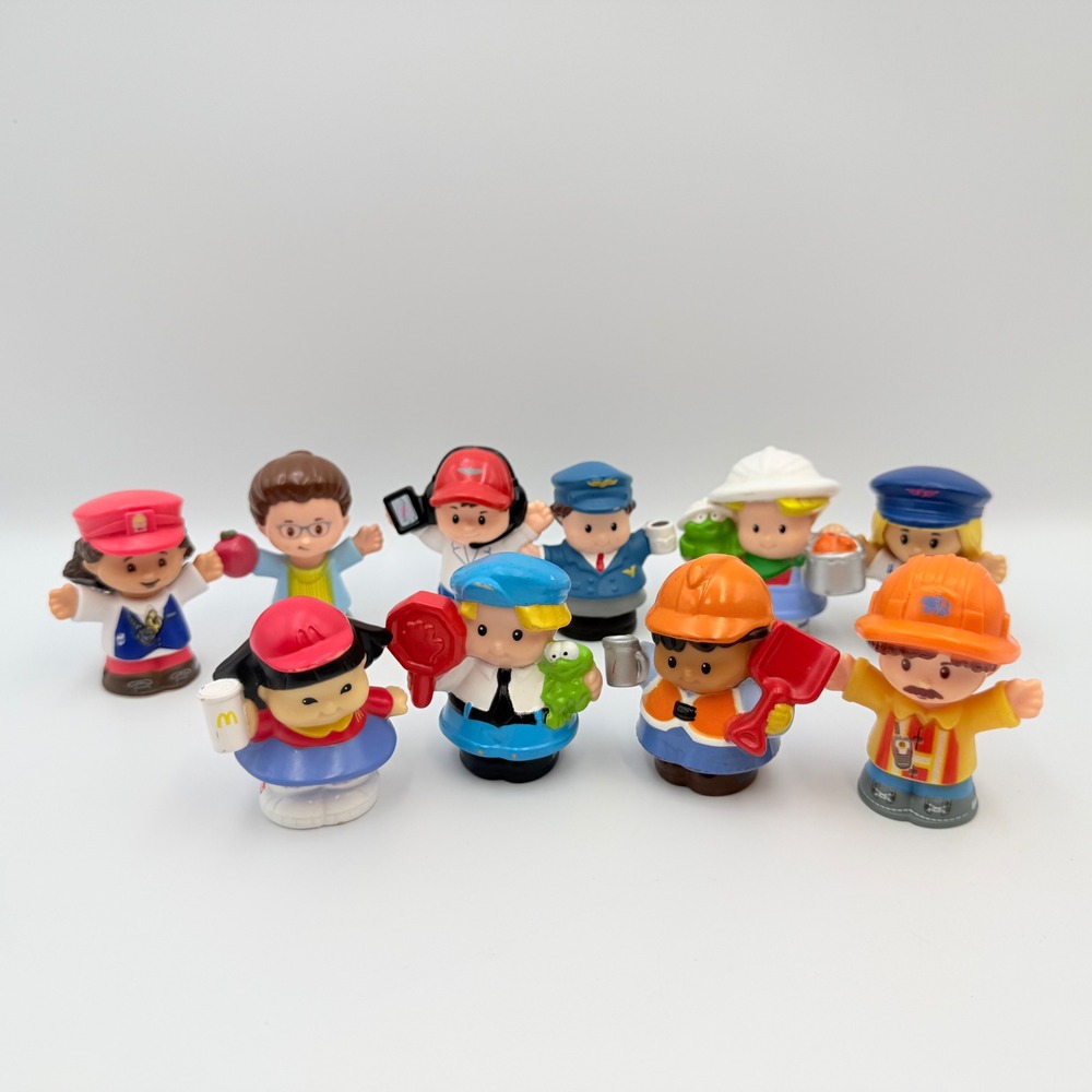 Fisher Price Little People Figures Lot 10 Community Helpers Pilot Construction